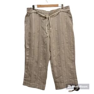 Tommy Bahama Linen Striping Silver Crop Pants, 16